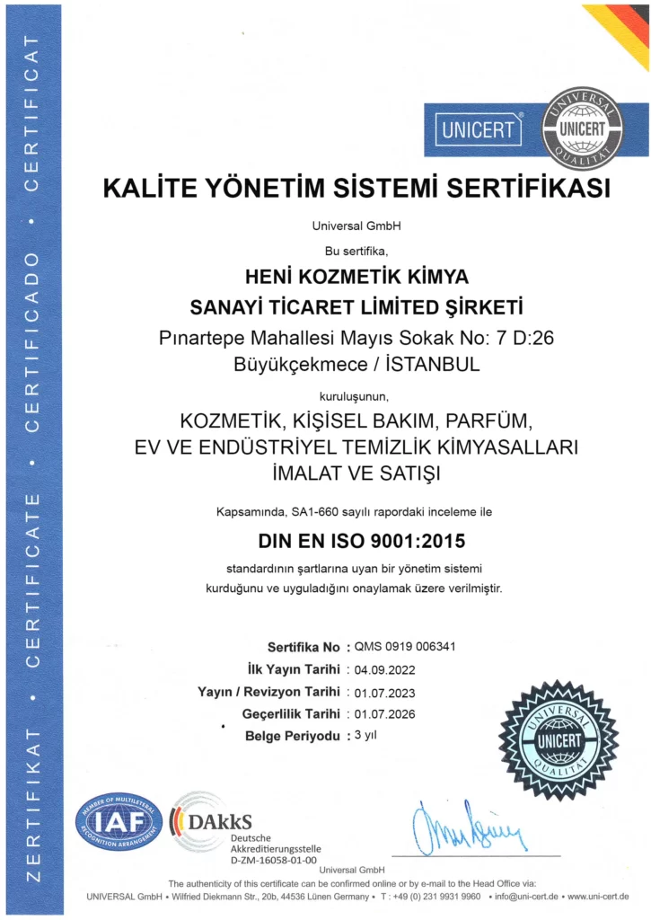 istanbul cosmetics factory certificates