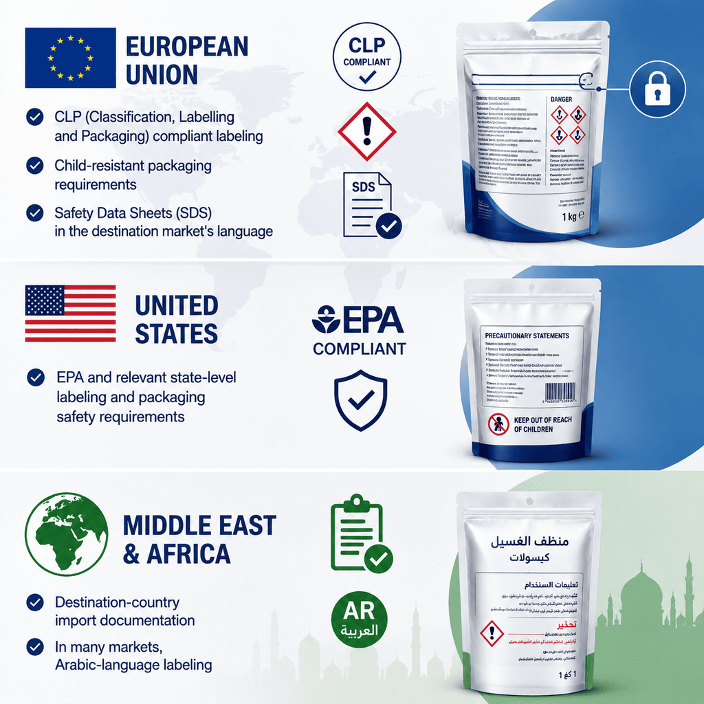 Regulatory labeling support for private label pod products