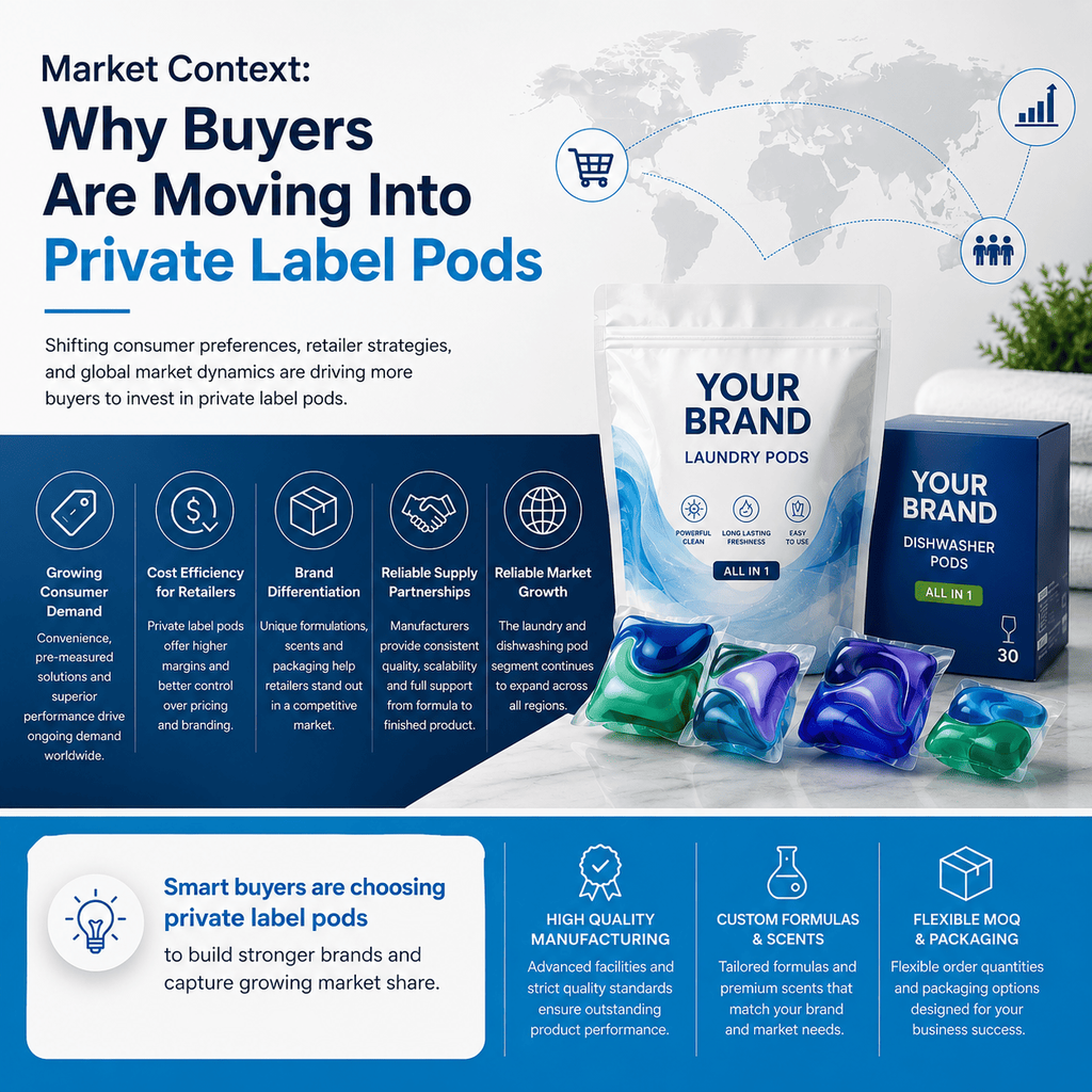 Private label laundry and dishwasher pods for global B2B buyers and retailers
